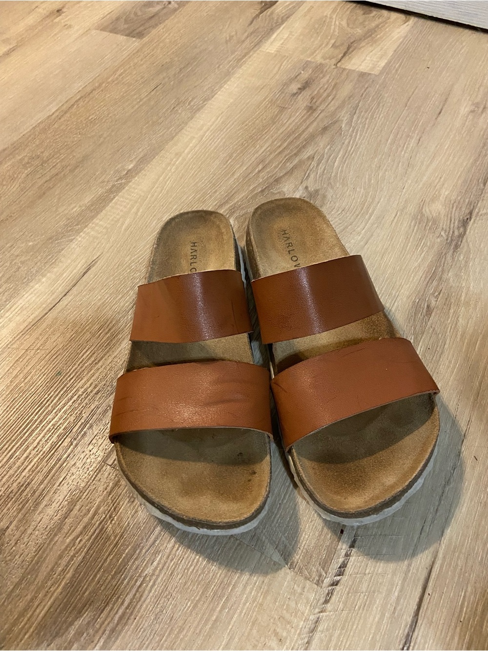 Harlow Men's Double-Strap Tan/Brown Slide Sandals